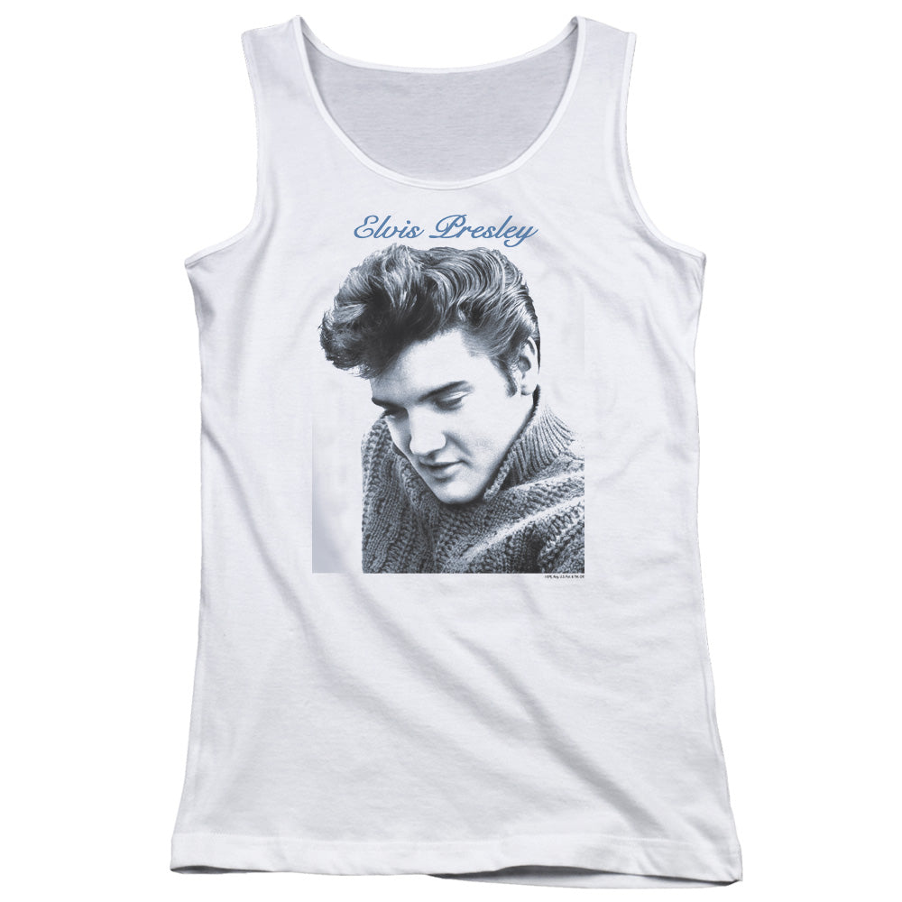 Elvis Presley Script Sweater Womens Tank Top Shirt White