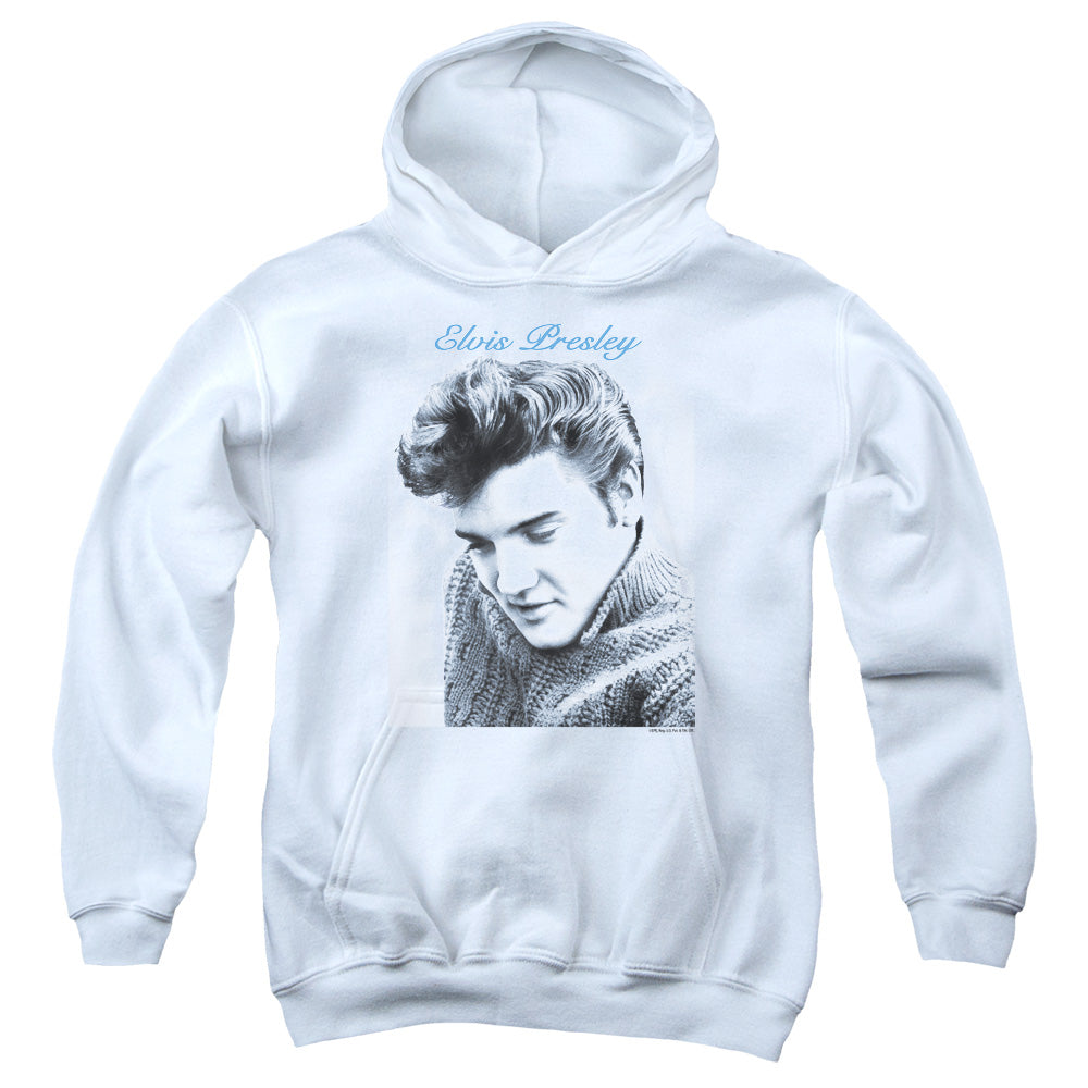 Elvis Presley Script Sweater Kids Youth Hoodie White