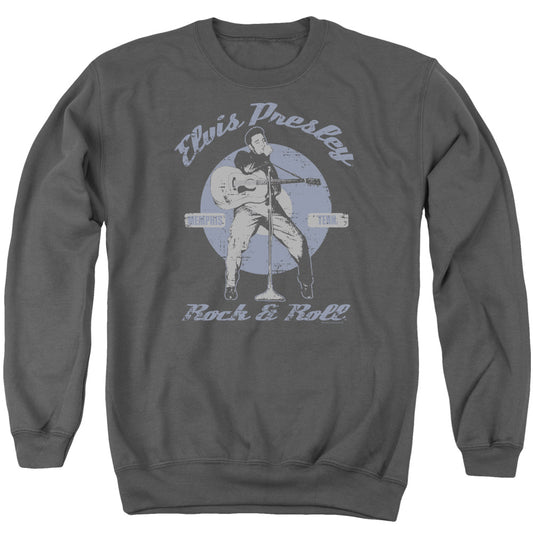 Elvis Presley Rock & Roll Mens Crewneck Sweatshirt Charcoal