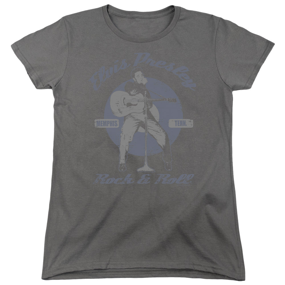 Elvis Presley Rock & Roll Womens T Shirt Charcoal