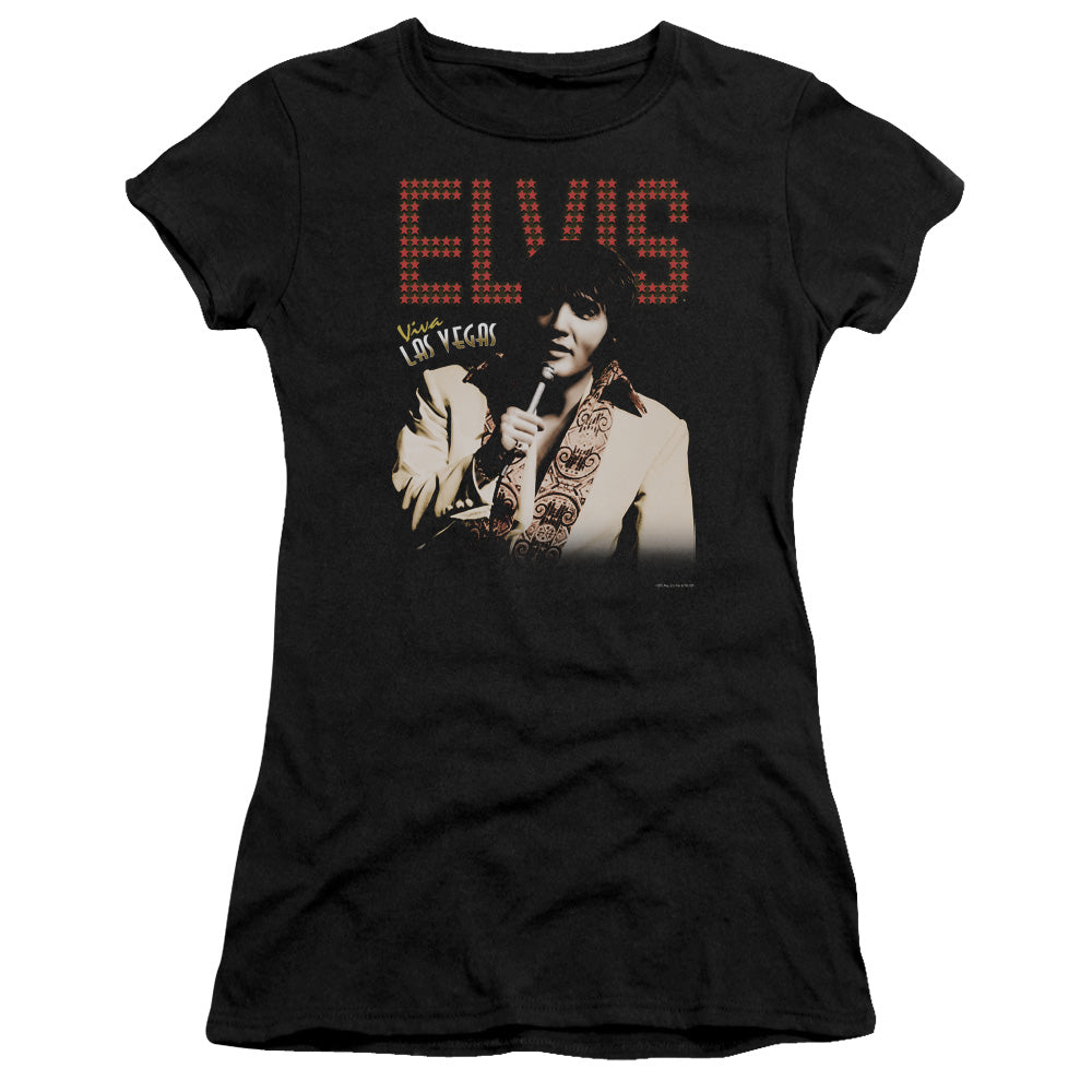 Elvis Presley Viva Star Junior Sheer Cap Sleeve Womens T Shirt Black