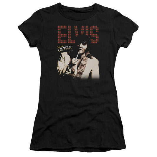 Elvis Presley Viva Star Junior Sheer Cap Sleeve Premium Bella Canvas Womens T Shirt Black