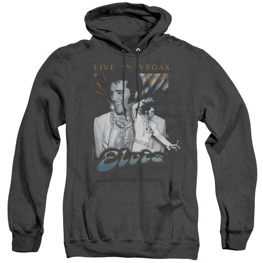 Elvis Presley Live In Vegas Mens Heather Hoodie Black Officially Licensed