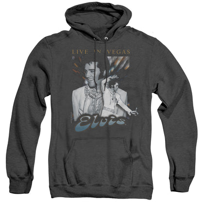 Elvis Presley Live In Vegas Mens Heather Hoodie Black Officially Licensed