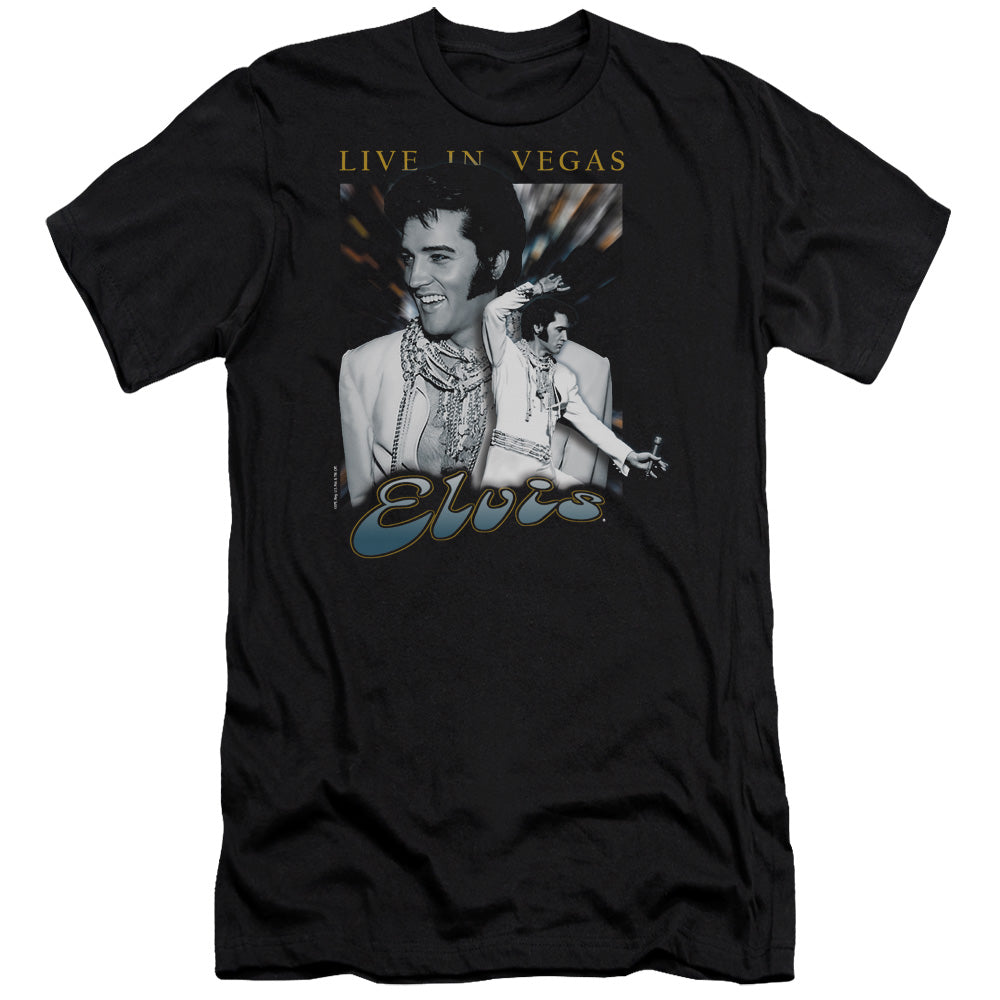 Elvis Presley Live in Vegas Slim Fit Mens T Shirt Black
