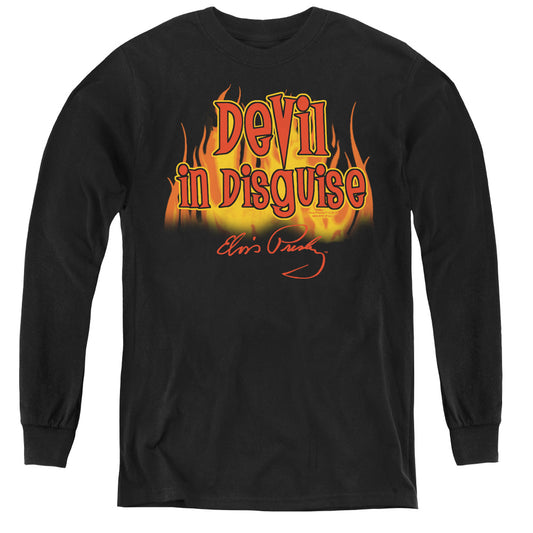 Elvis Presley Devil in Disguise Long Sleeve Kids Youth T Shirt Black
