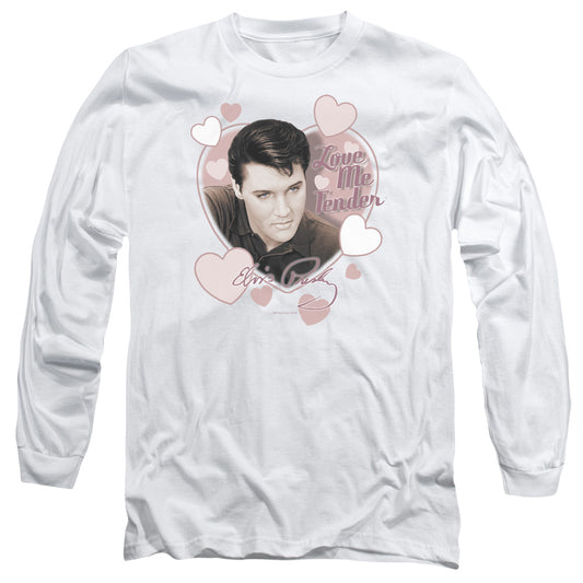 Elvis Presley Love Me Tender Mens Long Sleeve Shirt White