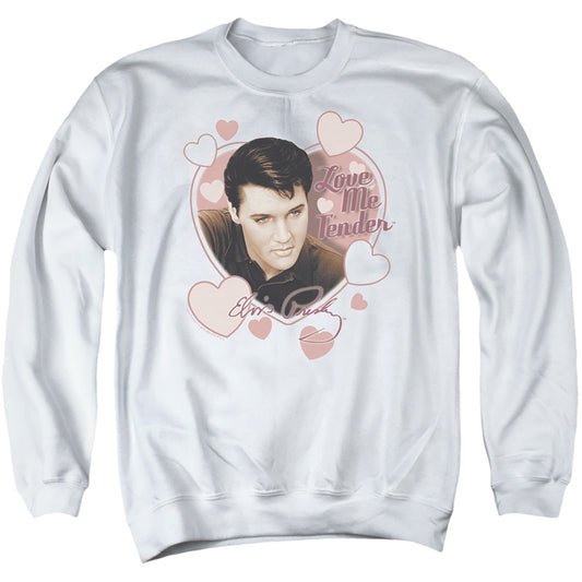 Elvis Presley Love Me Tender Mens Crewneck Sweatshirt White