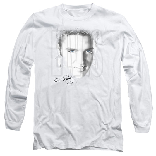 Elvis Presley Blue Eyes Mens Long Sleeve Shirt White