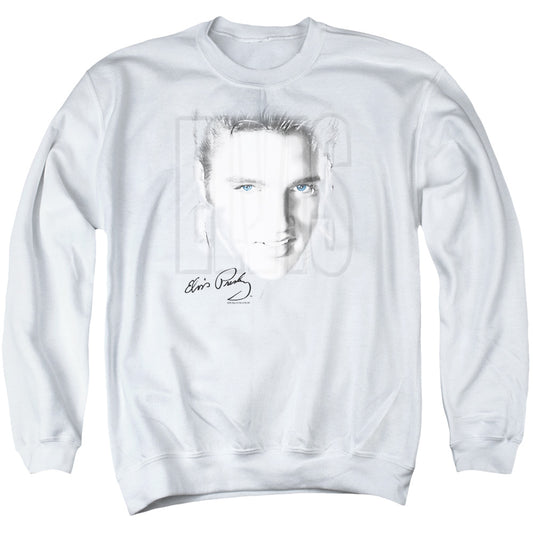 Elvis Presley Blue Eyes Mens Crewneck Sweatshirt White