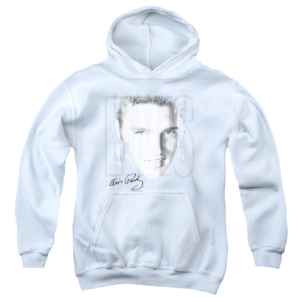 Elvis Presley Blue Eyes Kids Youth Hoodie White