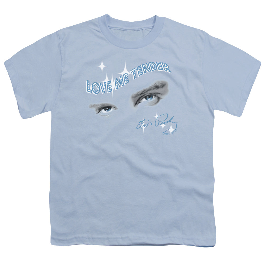 Elvis Presley Tender Eyes Kids Youth T Shirt Light Blue