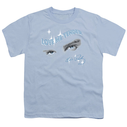 Elvis Presley Tender Eyes Kids Youth T Shirt Light Blue