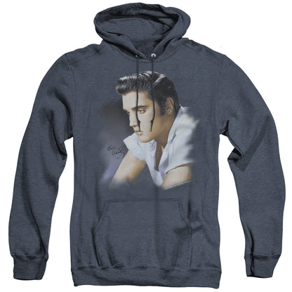 Elvis Presley Blue Profile Mens Heather Hoodie Navy Officially Licensed
