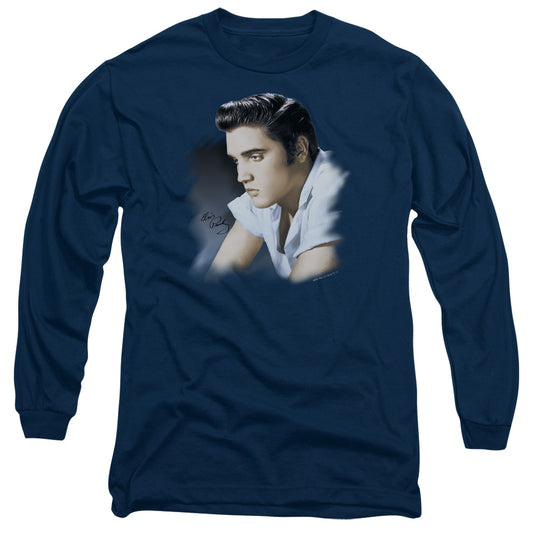 Elvis Presley Blue Profile Mens Long Sleeve Shirt Navy Blue