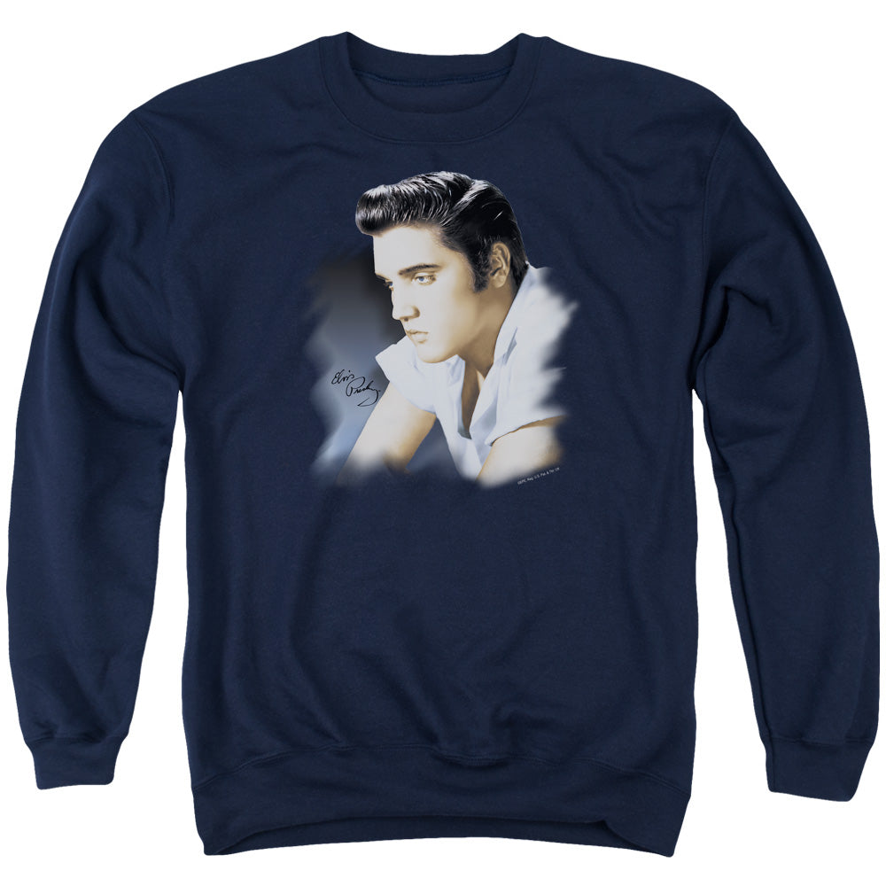 Elvis Presley Blue Profile Mens Crewneck Sweatshirt Navy Blue