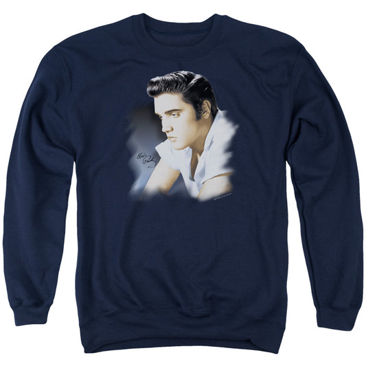 Elvis Presley Blue Profile Mens Crewneck Sweatshirt Navy Blue