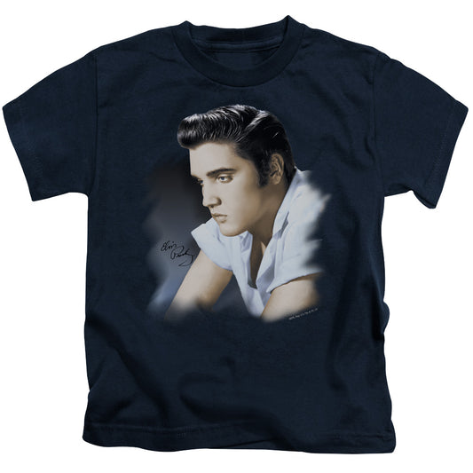 Elvis Presley Blue Profile Juvenile Kids Youth T Shirt Navy Blue