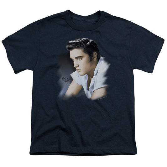 Elvis Presley Blue Profile Kids Youth T Shirt Navy Blue