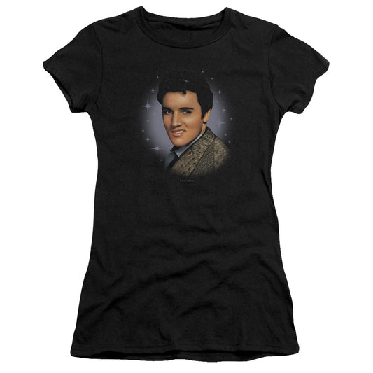 Elvis Presley Starlite Junior Sheer Cap Sleeve Womens T Shirt Black