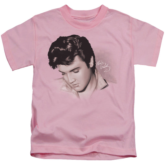 Elvis Presley Looking Down Juvenile Kids Youth T Shirt Pink