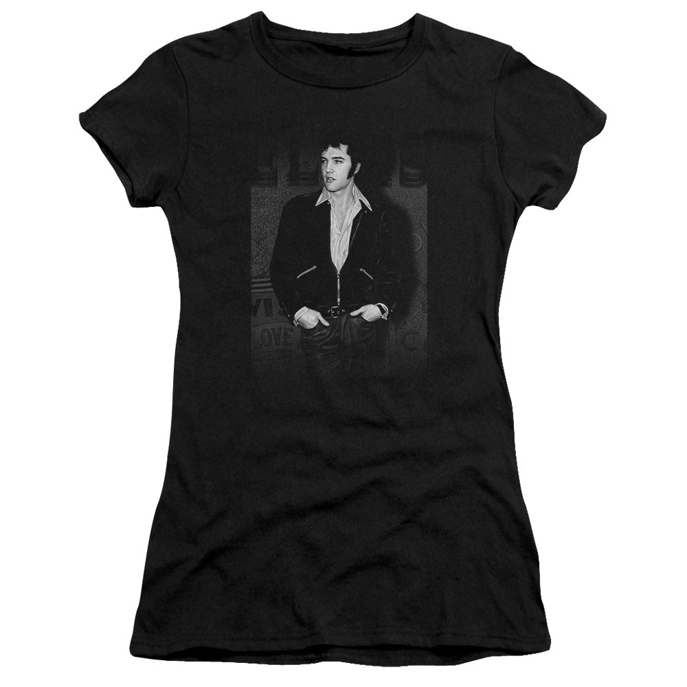 Elvis Presley Just Cool Junior Sheer Cap Sleeve Womens T Shirt Black