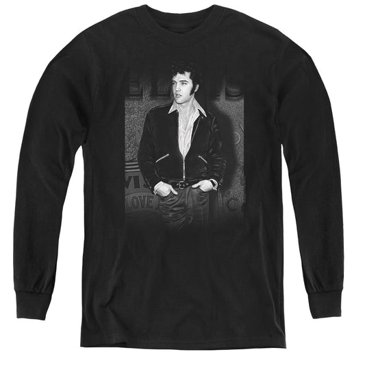 Elvis Presley Just Cool Long Sleeve Kids Youth T Shirt Black