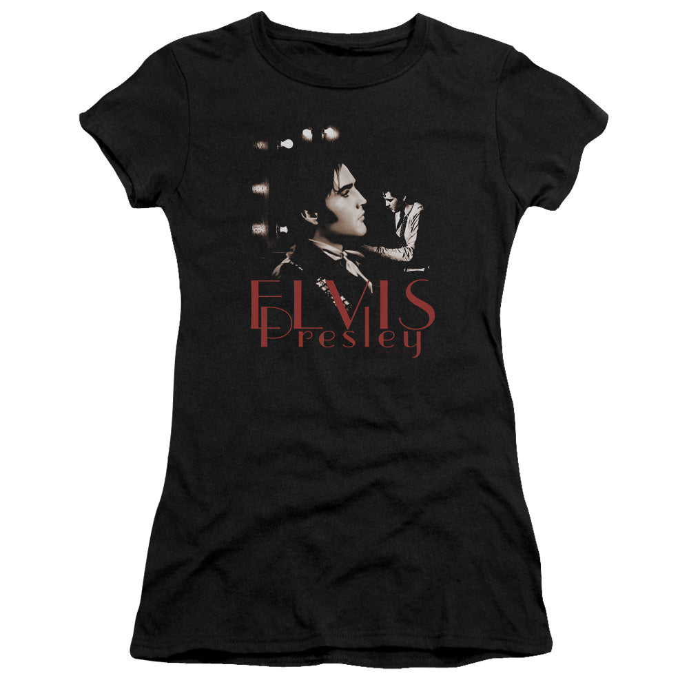 Elvis Presley Memories Junior Sheer Cap Sleeve Womens T Shirt Black