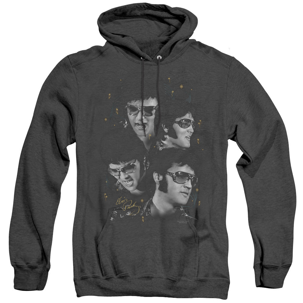 Elvis Presley Faces Heather Mens Hoodie Black