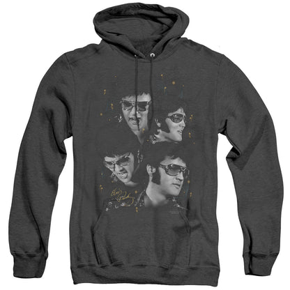Elvis Presley Faces Mens Heather Hoodie Black Officially Licensed
