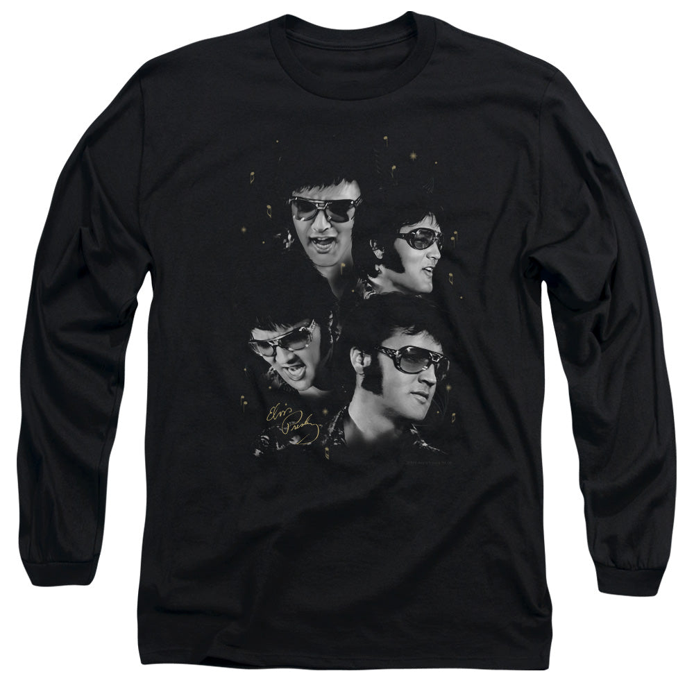 Elvis Presley Faces Mens Long Sleeve Shirt Black
