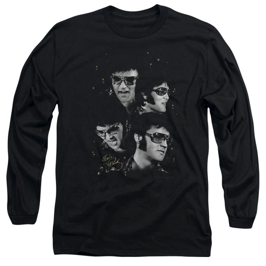 Elvis Presley Faces Mens Long Sleeve Shirt Black