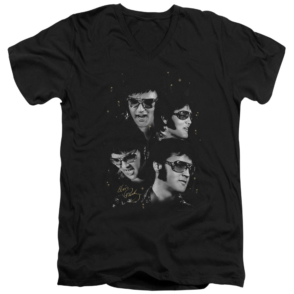 Elvis Presley Faces Mens Slim Fit V-Neck T Shirt Black