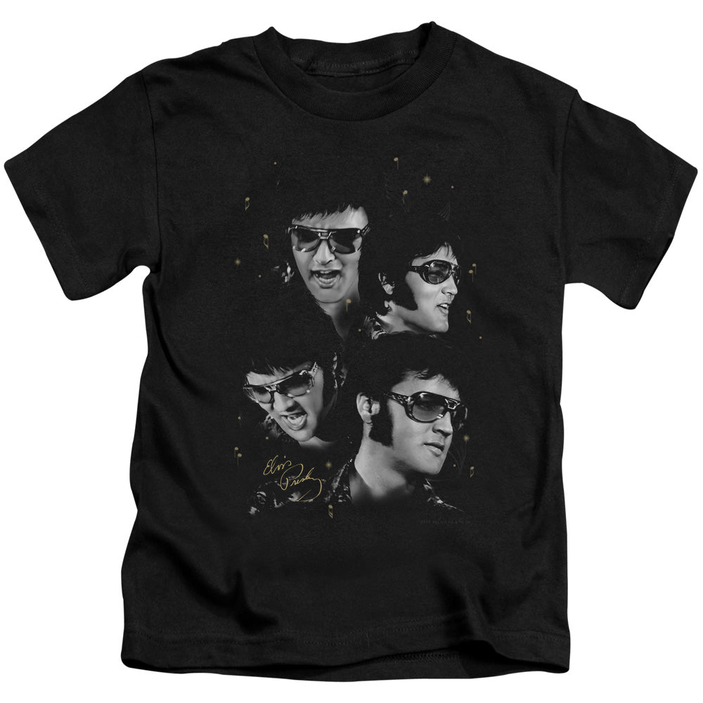 Elvis Presley Faces Juvenile Kids Youth T Shirt Black