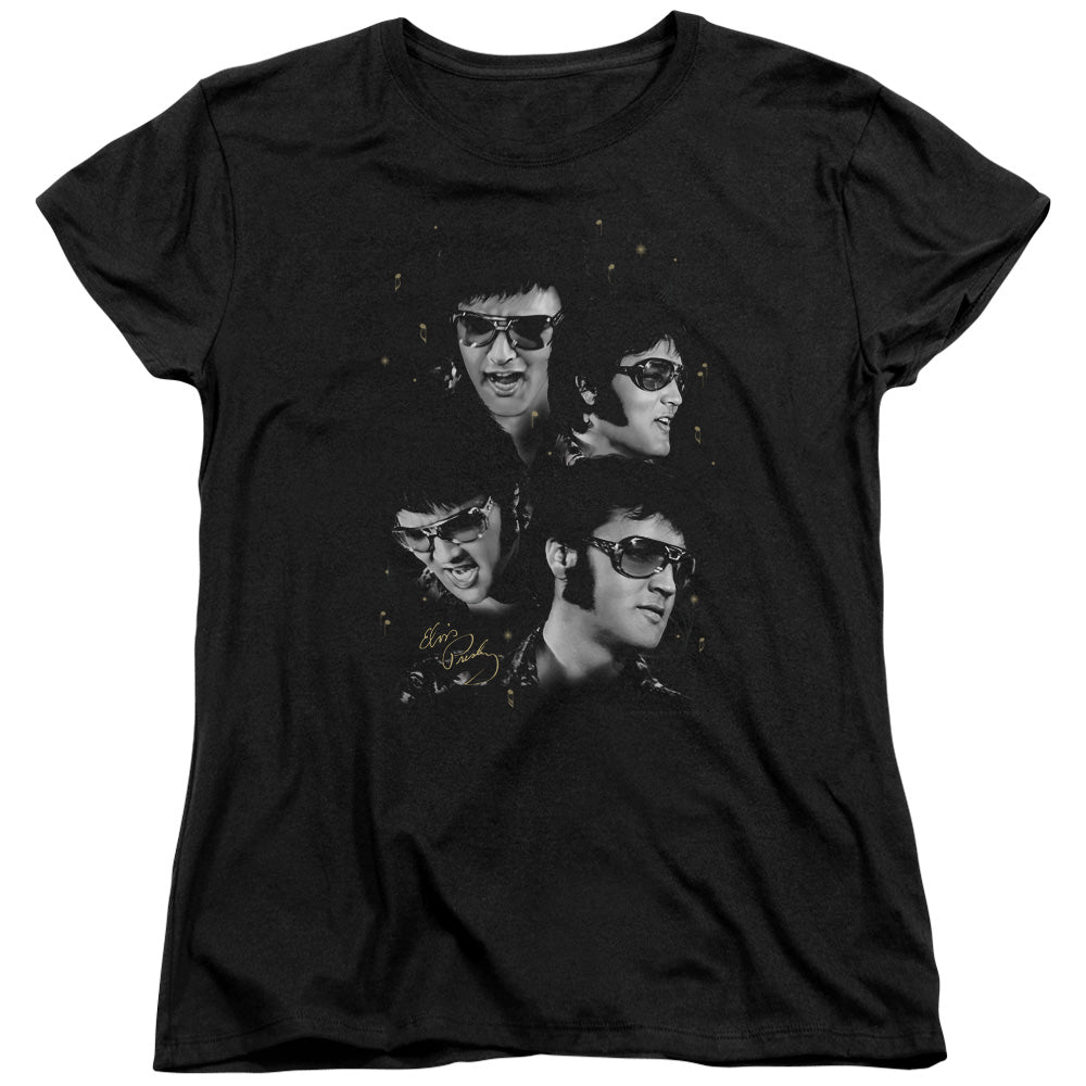 Elvis Presley Faces Womens T Shirt Black