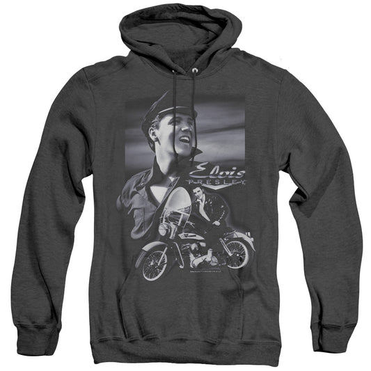 Elvis Presley Motorcycle Mens Heather Hoodie Black Officially Licensed