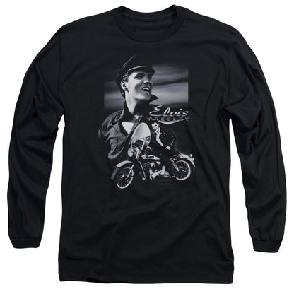 Elvis Presley Motorcycle Mens Long Sleeve Shirt Black