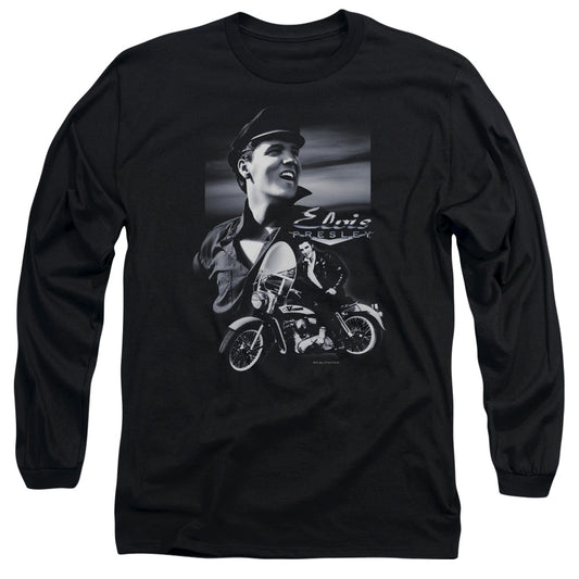 Elvis Presley Motorcycle Mens Long Sleeve Shirt Black