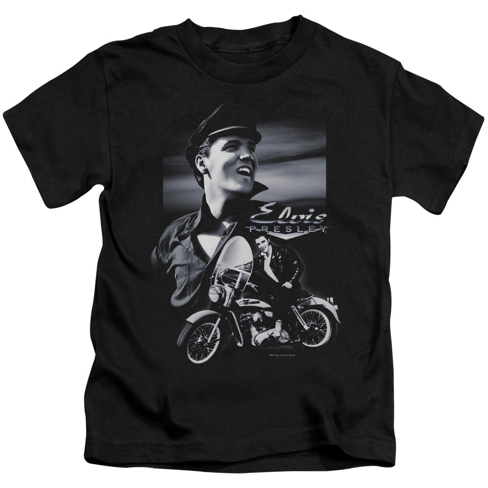 Elvis Presley Motorcycle Juvenile Kids Youth T Shirt Black