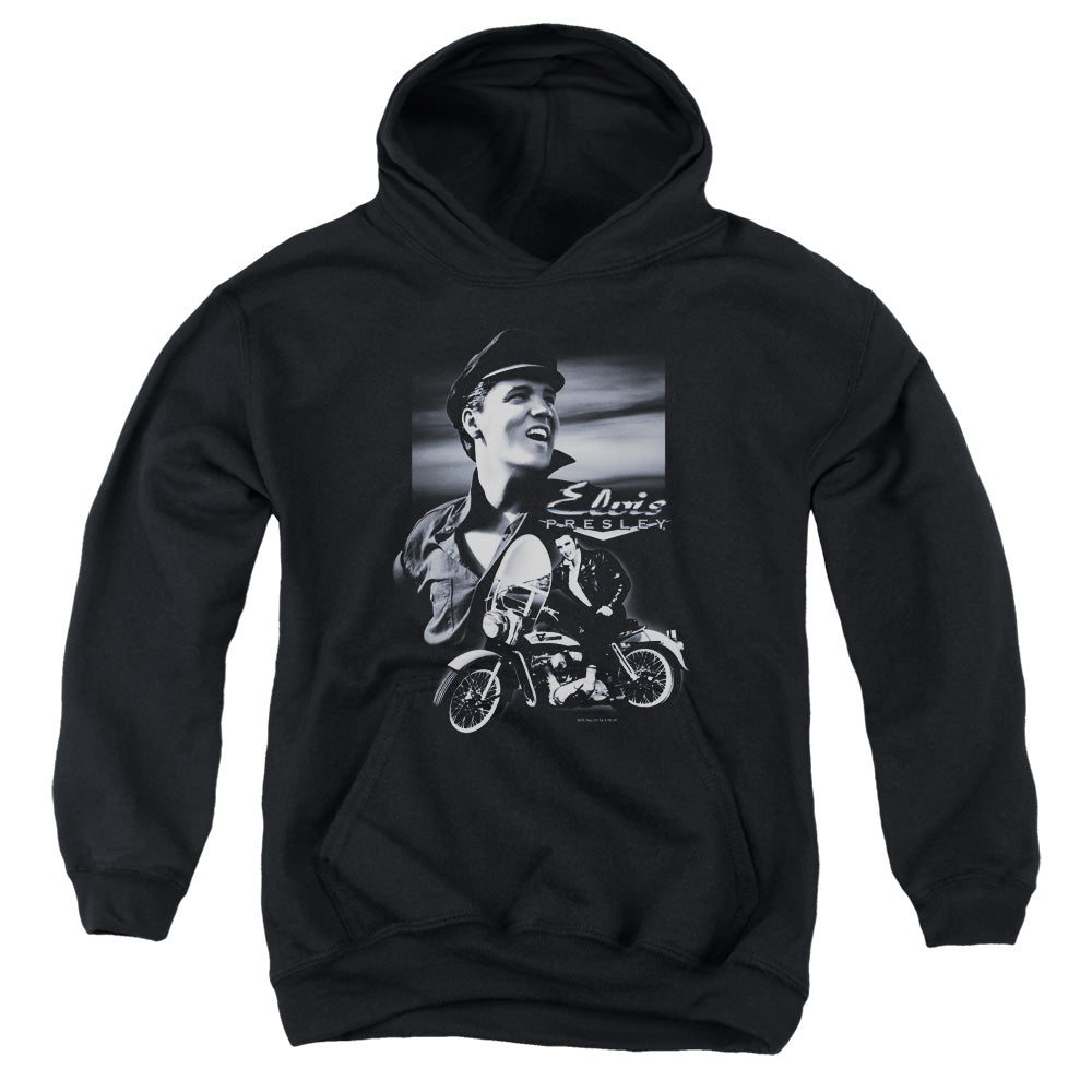 Elvis Presley Motorcycle Kids Youth Hoodie Black