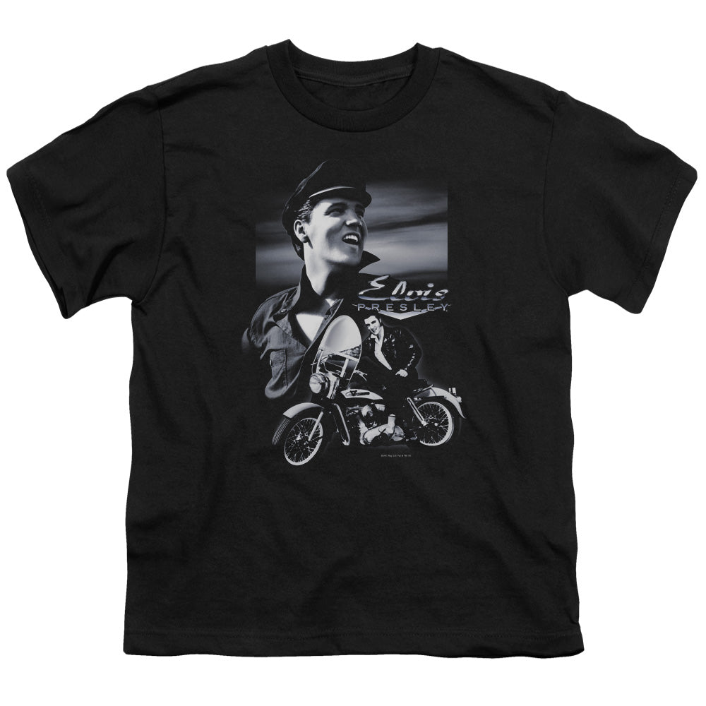 Elvis Presley Motorcycle Kids Youth T Shirt Black