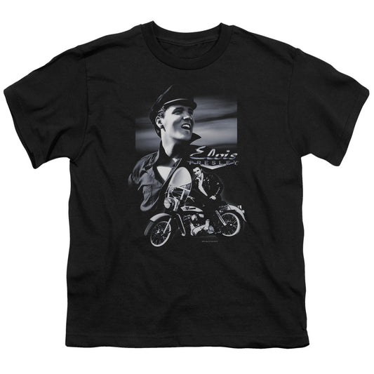 Elvis Presley Motorcycle Kids Youth T Shirt Black