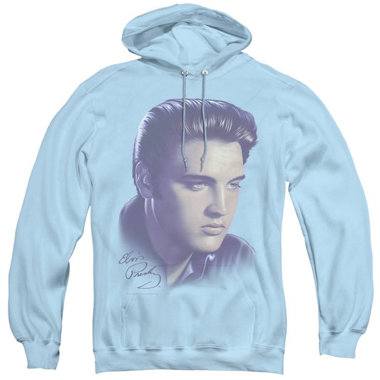 Elvis Presley Big Portrait Mens Hoodie Light Blue