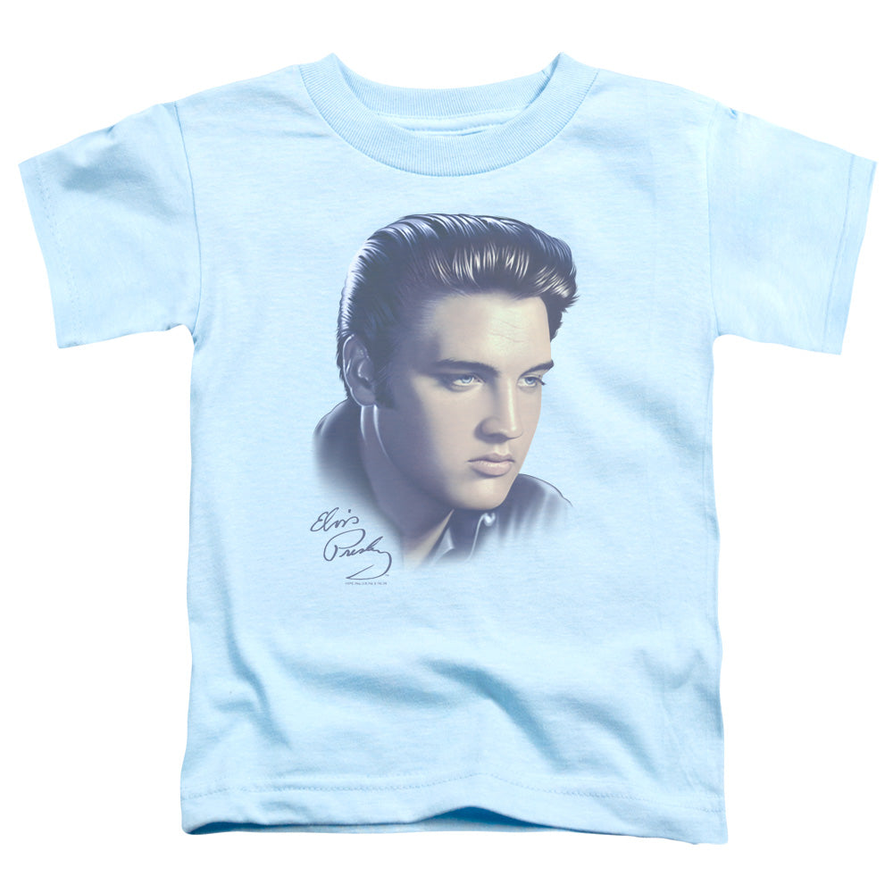 Elvis Presley Big Portrait Toddler Kids Youth T Shirt Light Blue
