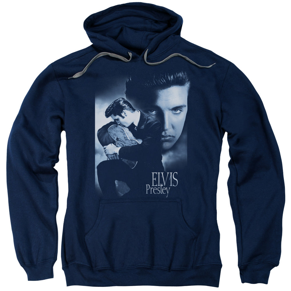 Elvis Presley Reverent Mens Hoodie Navy Blue