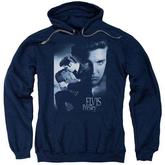 Elvis Presley Reverent Mens Hoodie Navy Blue