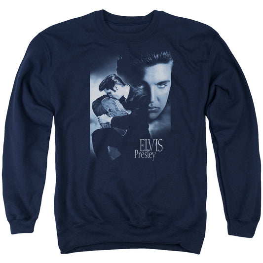 Elvis Presley Reverent Mens Crewneck Sweatshirt Navy Blue