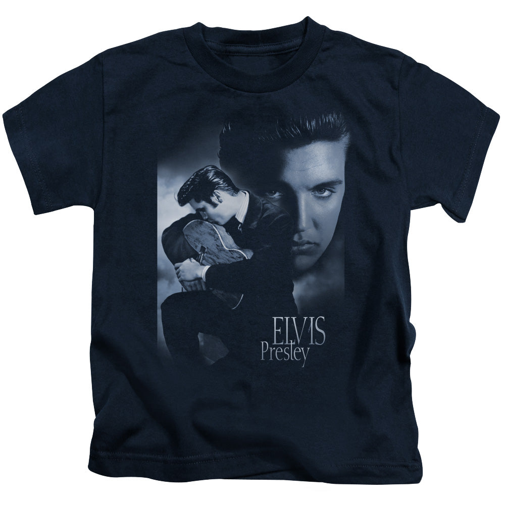 Elvis Presley Reverent Juvenile Kids Youth T Shirt Navy Blue