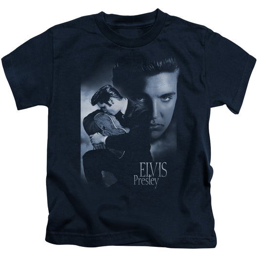Elvis Presley Reverent Juvenile Kids Youth T Shirt Navy Blue