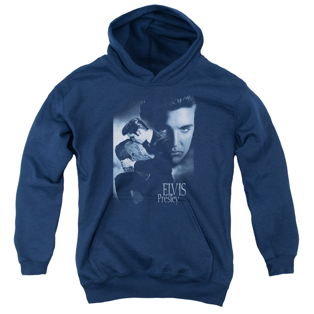 Elvis Presley Reverent Kids Youth Hoodie Navy Blue